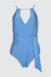 Saks Halter Collar Tingling Detailed Swimsuit