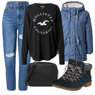 Outfity na zimu s Modrá Mom Jean/Boyfriend Džínové kalhoty/Vintage džíny/Baggy Džíny/Džíny s Rozparkem/Girlfriend Džíny/Džíny s Dírou/High Waist Džínové Kalhoty/Dad Džíny/Kožené bundy levi's ® "Zimní outfity"