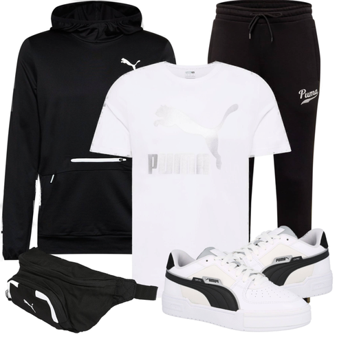 Schwarz Hoodie Puma kombinieren