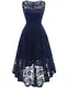 MuaDress 6006 Elegante Abendkleider Cocktailkleider Damenkleider Brautjungfernkleider aus Spitzen Knielange Rockabilly Ballkleid Rund Ausschnitt Marineblau M