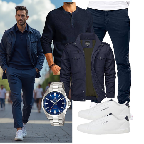 Dunkelblau/Blau Herbstjacke/Winterjacke/Cargojacke/Uniformjacke/Militärjacke TACVASEN kombinieren
