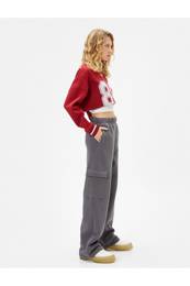 Cargo Sweatpants High Waist Pocket Elastic Waist Cotton Blended
