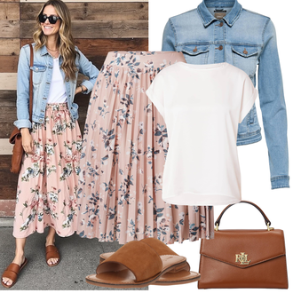 Šifon Outfit sa Pink/Smeđa About You "Proljetni Outfit"
