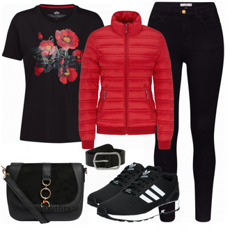Outfit met zwart Alpha Industries "DREIMASTER"