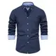 Hemd Herren Langarm Herbsthemd Regular Businesshemd Herren Freizeithemd Regular Fit Men Shirts Freizeithemd Navy M