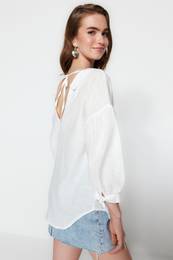 Ecru Halterneck Woven Shirt