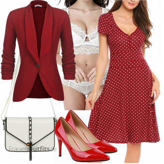Outfit mit Dunkelrot/Rot Vintage Pumpe/Business-Schuh/High Heel/Pump Niedriger Absatz/Hochfrontpump/Bequemer Pump SCARPE VITA "Modernes Business Outfit"