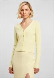 Women's sweater with short rib knit soft yellow