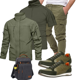 Paintball Outfit mit Schwarz/Dunkelgrün KEFITEVD "Cooles Outfit"Look: Trekking, Airsoft, Training, Laufen, Mountainbike, Fitness, Wandern, Jagd, Berg­steigen, Paintball, Reiten