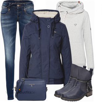 Outfit met blauw Gang "Perfect voor de winter"