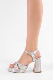 Women's Dale Silver Honeycomb Patterned Platform Heeled Shoes