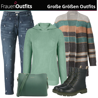 Outfit mit Schwarz Stiefel Camel Active "Große Größen Outfits"