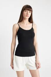 Fall In Love Cotton Thin Strap Black Undershirt M6858az24au