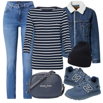 Jízda na koni Outfit s Modrá/Světle modrá Rovná Džína/Zimní bunda/Dad Džíny/Girlfriend Džíny/Kožená Pánská Bund/Zužující se Džíny/Zkrácené Džíny/Džíny Regular Fit/Mom Jean/Navlékací džíny/Vintage džíny/Boyfriend Džínové kalhoty/Sportovní boty/Formální Košile/Dámské Džíny s Délkou 7/8/High Waist Džínové Kalhoty Pieces "Zimní outfity"Look: Jízda na koni, Volný čas, Na Procházku, Apres ski