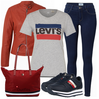 Outfit mit Blau Sneaker Tommy Hilfiger "Sportliches Herbst Outfit"