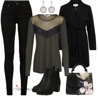 Outfit mit Schwarz Chelsea Boot/Lederjacke/Leder Stiefelette/Gefütterte Stiefelette/Gummistiefelette Only "Irena"