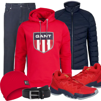 Outfit mit Rot Sportschuh Adidas Performance "Freizeit Outfit"