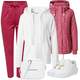 Kombinacije za zimu Visok sa Crvena/Pink Carrot Hlače/Ležerna Hlača/Hlače od Umjetne Kože/Jersey Hlača/Jogger Hlača/Hlače od muslina/Slip-on Hlača/Sportske hlače srednje dužine/Hlače za Trening Only "Zimski outfit"