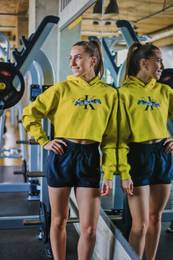 Žlutá dámská zkrácená mikina s kapucí Jeans - Dámské