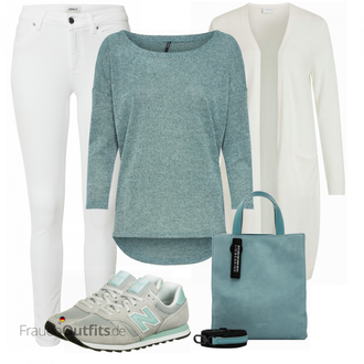 Outfit mit Türkis/Grün/Hellblau 3/4 Bluse/Klassische Tunika/Elegante Tunika/ausgefallene tunika/Festliche Tunika/Lederjacke/Tuniken-Shirt/Shirt & Top Große Größe/Tunika Only "Toller Look für die Freizeit"