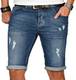 A. Salvarini Herren Designer Jeans Short Kurze Hose Slim Sommer Shorts Washed [AS-147-W32]