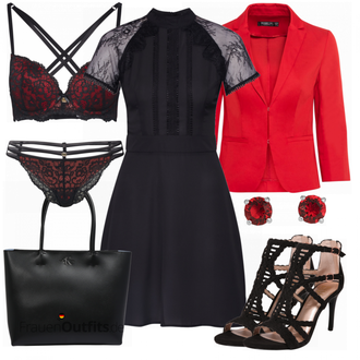 Outfit mit Schwarz High Heel/Sandalette Bullboxer "Eleganter Look"