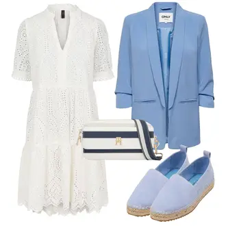 Outfit s Krémová/Bílá Košilové šaty/Letní Šaty/Boho Šaty Elegantní/Šaty na Konfirmaci/Krajkové Šaty/Mušelínové šaty/Občanské šaty/Šaty Niki/Háčkované Šaty/Boho Letní Šaty/Francouzské šaty yas "Outfit na léto"