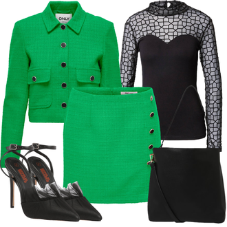 Outfit mit Grün/Neonfarben Cord­ Blazer/Trachtenblazer/Tweed Blazer/Lederjacke/Kurzblazer/Boucle Blazer/Strick­blazer Only "Eleganter Look"
