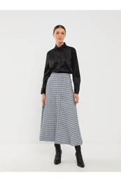 Women's Patterned A-Line Tweed Skirt