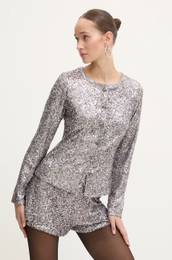 Srajca Gunmetal Alexa Sequin Cardigan enska, srebrna barva, NFDTO1583