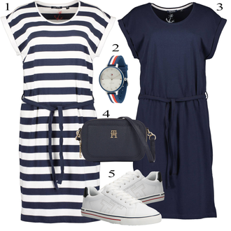 Kratka Outfit sa Plava/Tamnoplava/Bijela Haljina Veći Broj/Tunika BLUE SEVEN "Tvoj otmjeni outfit"
