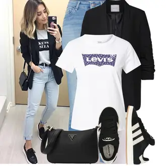 Outfit sa Plava/SvjetloPlava Hlače Jeggings/Traper Tajice/Skinny Hlače Only "Moderna kombinacija za slobodno vrijeme"