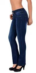 ESRA Damen Jeans Bootcut Jeanshose Schlaghose Damen Hüftjeans Hüfthose bis Übergröße B600