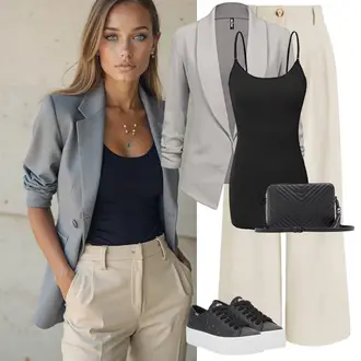 Elegant Outfit mit Grau/Beige/Hellgrau/Braun/Khaki Lederjacke für Männer/Boyfriend Blazer/Strick­blazer/Blazerjacke/Longblazer/Lederjacke/Lässiger Blazer/Kurzblazer/Blusenblazer/Eleganter Blazer Lock and Love "Winteroutfit"Look: Casual, Büro, Edel, Classic, Smart Casual, Elegant, 20er Jahre