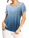 YOINS Sexy Oberteil Damen Sommer T Shirt Damen Farbblock Blusen Oberteile Farbverlauf Colorblock Bluse Cross Front Grün M