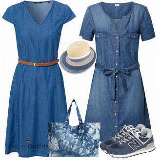 Button Down Outfit mit Blau/Hellblau/Pastell Kleid Große Größe/Bluse Große Größe/Tunika JdY "Schöner Sommer Look"