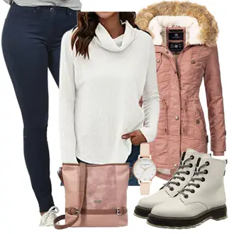 Lack Outfit mit Grau/Braun/Beige/Khaki Sicherheitsschuh/SchnürStiefelette/SpringerStiefel/Klassischer Stiefel Tamaris "Winter Outfit"
