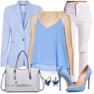 Hochzeitsgast Outfit mit Hellblau/Blau Vintage Pumpe/Eleganter Schuh/High Heel/Bequemer Pump/Hochfrontpump CASTAMERE "Modernes Business Outfit"