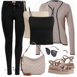 Outfit mit Schwarz Crop Top Gina Tricot "Freizeit Outfit"
