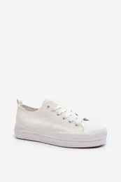 PE1 Women's White Fabric Sneakers Staneva