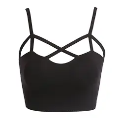 Butterme Frauen Sexy Riemchen Crop Tank Tops Bustier-Ausschnitt Bralette Nahtlose Strand Bra, Schwarz, One Size