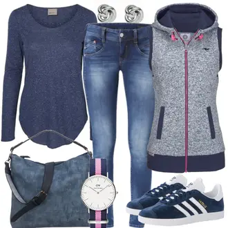 Gazelle Outfit mit Grau Sneaker Adidas Originals "PinkDetails"