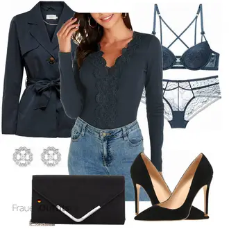 Schicke Outfits Französische mit Blau/Dunkelblau BH Slip Set/Spitzenbustier/BH-Slip Set mit Bügel/Wäsche-Set/Bustier/Dessous-Set Aus Spitze SHEKINI, Braun/Blau/Hellblau VONDA "Schickes Herbst Outfit"Look: Boyfriend, Sexy, Babydoll, Französische, Disco, Schön, Romantisch, Stil, Elegant, Schick, Nahtlos, Spanische, Old Money
