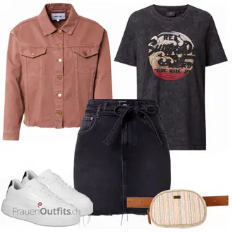 Outfit mit Schwarz T Shirt Superdry "Toller Look für den Frühling"