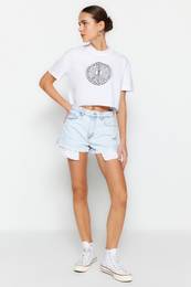 Light Blue Wear High Waist Denim Shorts