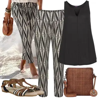 Outfit mit Grau Stoffhose Lascana "Sommer Look für den Alltag"