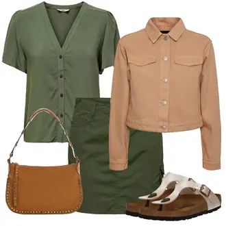 Outfit mit Dunkelgrün/Khaki/Grün Minirock/Cargo Rock Only "Summer outfits"