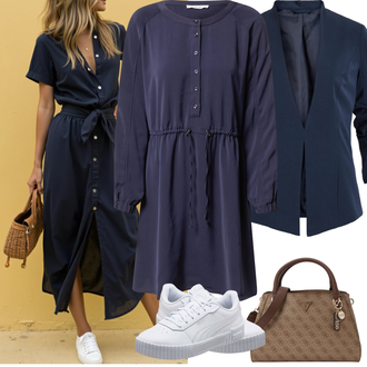 Elegantan, Sportski Ljeto Outfit sa Tamnoplava/Plava Vila, Siva/Svjetloplava/Plava/Bijela Tanka tenisica/Kožna tenisica/Skate cipela/neformalna cipela/Ljetna tenisica Puma "Proljetni Outfit"Look: Rap, Ured, Old Money, Šik, Poslovni, Elegantan, cool, 90-ich, Nerd, Steampunk, Sportski, Estetika, Skater, Hip Hop