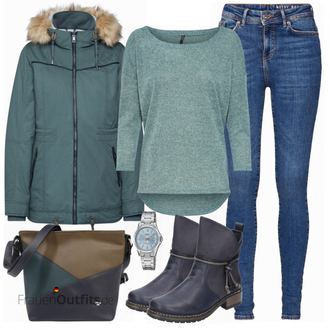 Outfit mit Türkis/Grün/Hellblau 3/4 Bluse/Klassische Tunika/Elegante Tunika/ausgefallene tunika/Festliche Tunika/Lederjacke/Tuniken-Shirt/Shirt & Top Große Größe/Tunika Only "RIEKER"