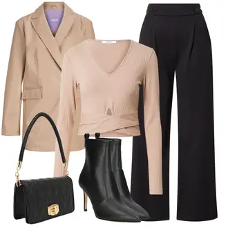 Outfit mit Beige/Braun/Lila Lederjacke/Baumwoll ­Blazer/Oversize Blazer/Lederblazer/Kunstleder Blazer/Kurzblazer/Lederjacke für Männer/Boyfriend Blazer/Blazerjacke "Elegante Frühlings Outfits"